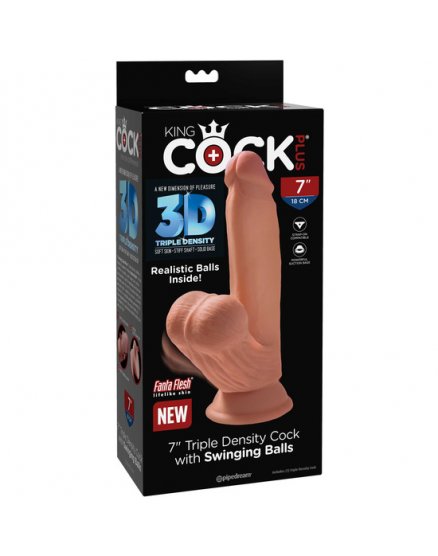 3D COCK SWINGING BALLS 7 INCH - CARAMEL VIBRASHOP